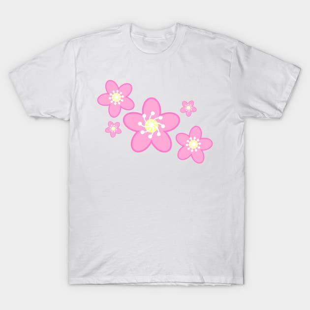 Sakura Cherry Blossom Flower Clusters in White Background T-Shirt by Kelly Gigi
